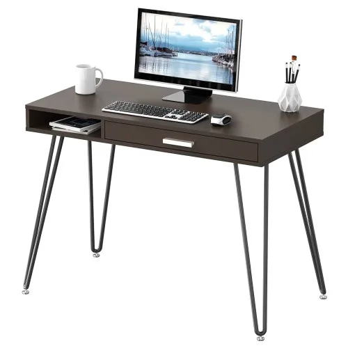 SHW Home Office Computer Hairpin Leg Desk with Drawer and Storage
